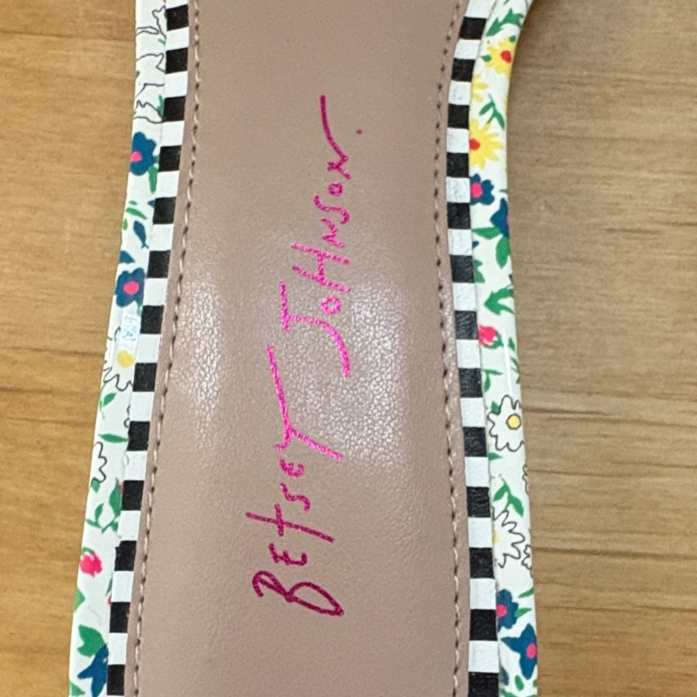 Betsey Johnson Floral Slide Sandals with Pink and Yellow Accents - Picture 2 of 5